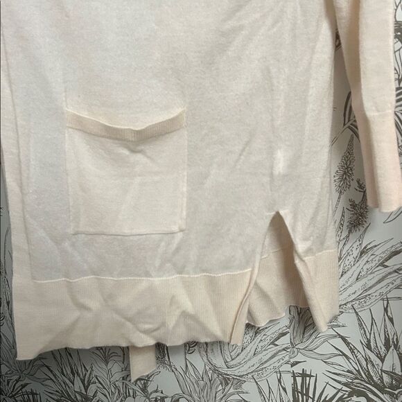 RACHEL Rachel Roy Cream 100% Extra Fine Merino Wool Open Cardigan Sweater Hooded - Picture 3 of 4